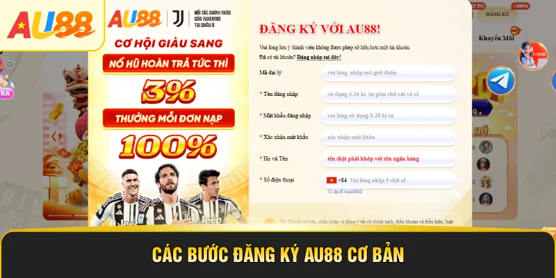 Các bước đăng ký AU88 cơ bản 